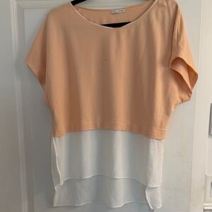Zara Peach and White Layered Blouse